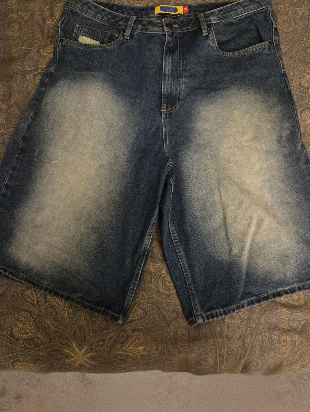 Men's Washed 2000's Styled Denim Skater Shorts - Blue